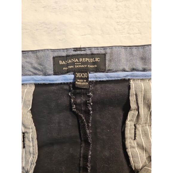 Banana Republic Fulton Skinny Chino Pant Mens 36x30 Navy Stretch - Picture 2 of 13